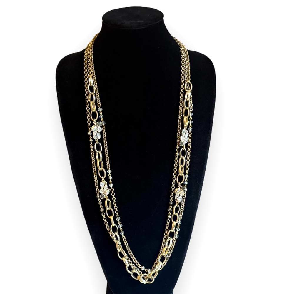 Chic City Gold Chain Crystal Convertible Necklace NWOT